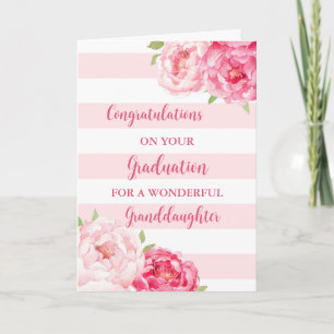 Pink Flowers kleindochter Afstuderen Kaart
