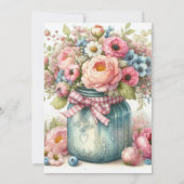 Pink Flowers Mason Jar Birthday Party | Invitation (Dos)