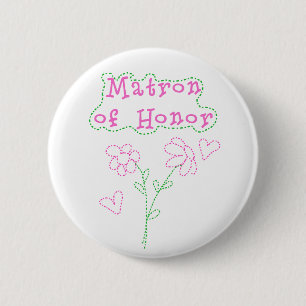 Pink Flowers Matron of Honor Ronde Button 5,7 Cm