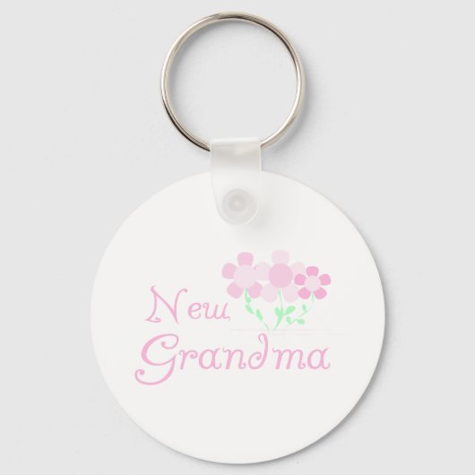 Pink Flowers New Grandma Sleutelhanger (Voorkant)