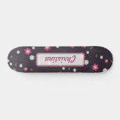 Pink Flowers Old School Skateboard (Horz)
