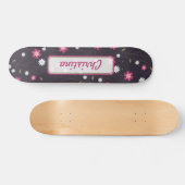 Pink Flowers Old School Skateboard (Horz)