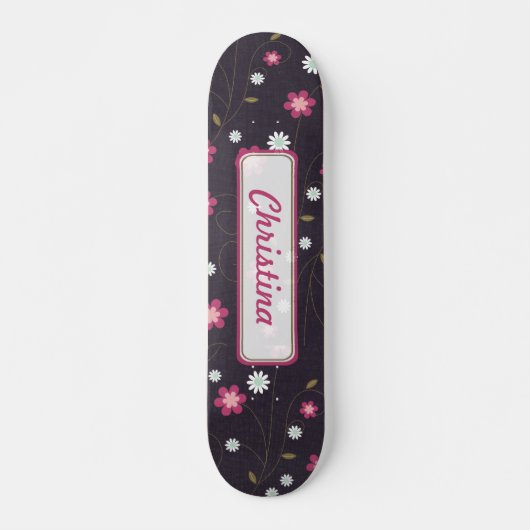 Pink Flowers Old School Skateboard (Devant)