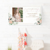 Pink Flowers One Photo Calligraphy Afstuderen Spandoek (Insitu)
