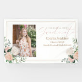 Pink Flowers One Photo Calligraphy Afstuderen Spandoek (Horizontaal)