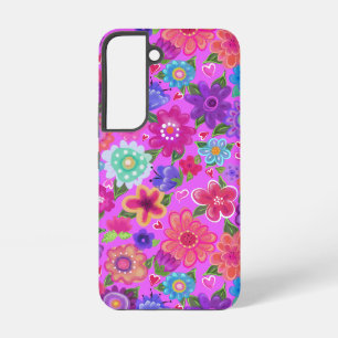 Pink Flowers Patroon Samsung Galaxy Hoesje