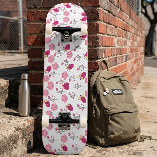 Pink Flowers Patroon Skateboard