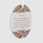Pink Flowers Personalized Goddochter Baptisme Ornament (voorkant)