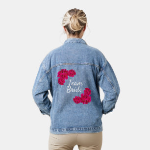 Pink Flowers Team Bride Denim Jacket