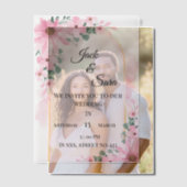 Pink flowers Vellum Overlay Vellum Uitnodigingen (Offset (Koppel))