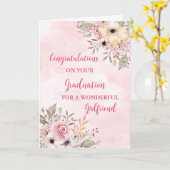 Pink Flowers Vriendin Gefeliciteerd Afstuderen Kaart (Gele Bloem)