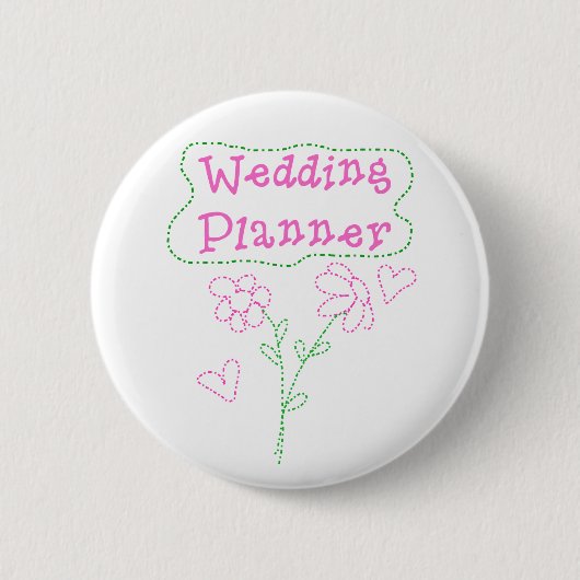 Pink Flowers Wedding Planner Ronde Button 5,7 Cm (Voorkant)