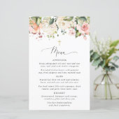 Pink Flowers, White Flowers, Boho, Baptism Menu (Staand voorkant)