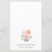 Pink Flowers, White Flowers, Boho, Baptism Menu (Achterkant)