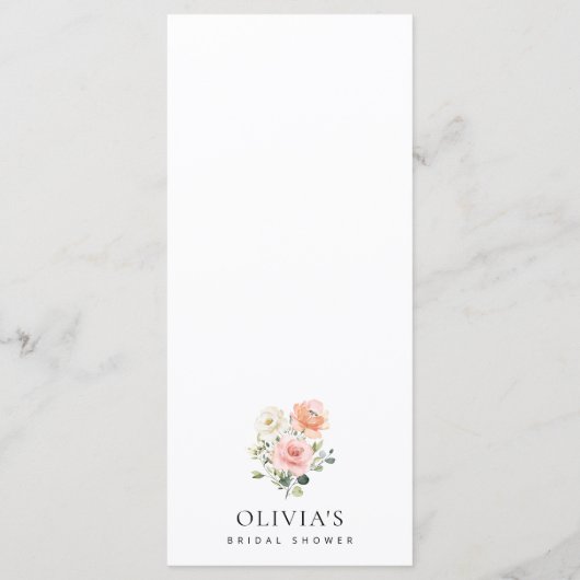 Pink Flowers, White Flowers, Bridal Shower Menu (Dos)