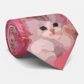 pink fluffy kitten stropdas (Opgerold)