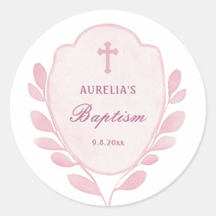 Pink Foliage Crest doop Ronde Sticker