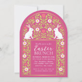 Pink Folk Art Easter Brunch Arch Invitation (Devant)