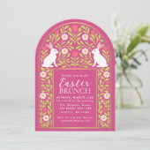 Pink Folk Art Easter Brunch Arch Invitation Kaart (Staand voorkant)