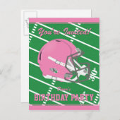 Pink Football Party Invitation Carte postale - mod (Devant / Derrière)