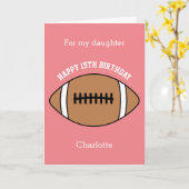 Pink Football Sport 15e carte d'anniversaire (Fleur jaune)