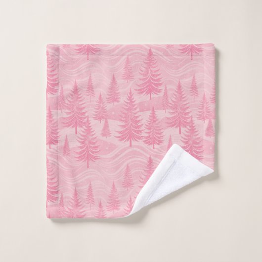 Pink Forest Christmas Bad Handdoek (Wasdoekje)