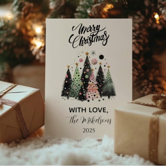 Pink Forest Christmas Feestdagenkaart