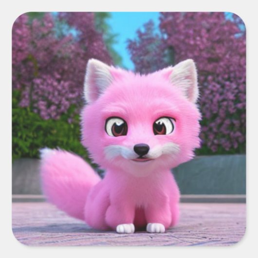 Pink Fox Vierkante Sticker (Voorkant)