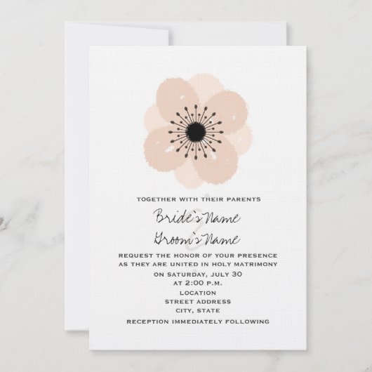 Pink French Anemone Wedding Invitation Kaart (Voorkant)