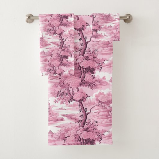 Pink French Country Tree Bad Handdoek (Insitu)