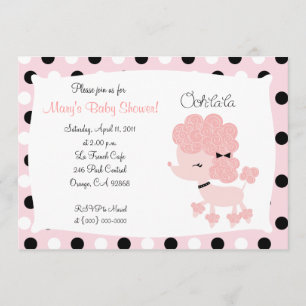 PINK FRENCH POODLE Ooh la 5x7 Baby shower Kaart