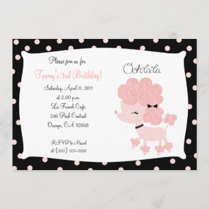 PINK FRENCH POODLE Ooh la 5x7 Birthday Kaart