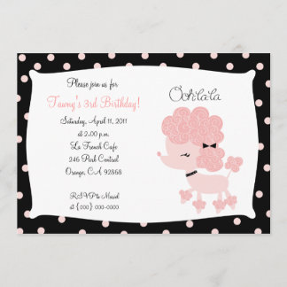PINK FRENCH POODLE Ooh la 5x7 Birthday Kaart