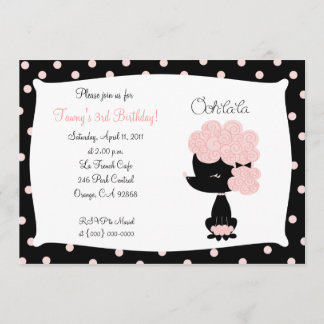 PINK FRENCH POODLE Ooh la 5x7 Birthday Kaart