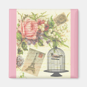 Pink French Thème Vintage Paris Magnet