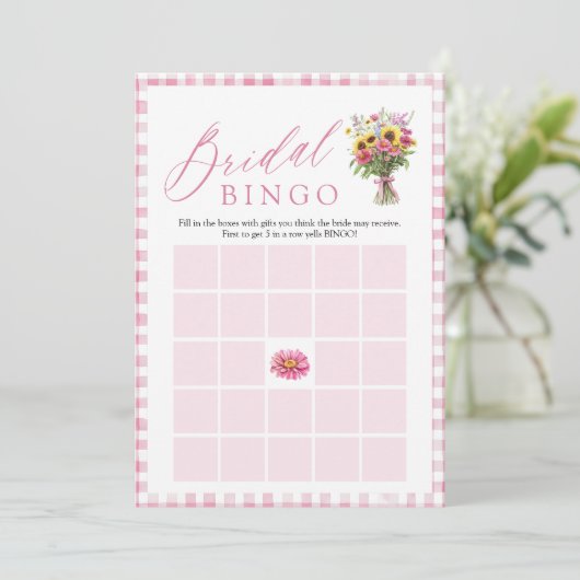 Pink Fresh Off The Market Vrijgezellenfeest Bingo Kaart (Staand voorkant)