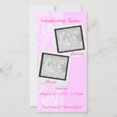 Pink Frilly Lace Twin Fotoaankondiging Kaarten (Voorkant)