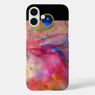 PINK FUCHSIA ABSTRACT Blue Sapphire Gemstone iPhone 16 Plus Hoesje