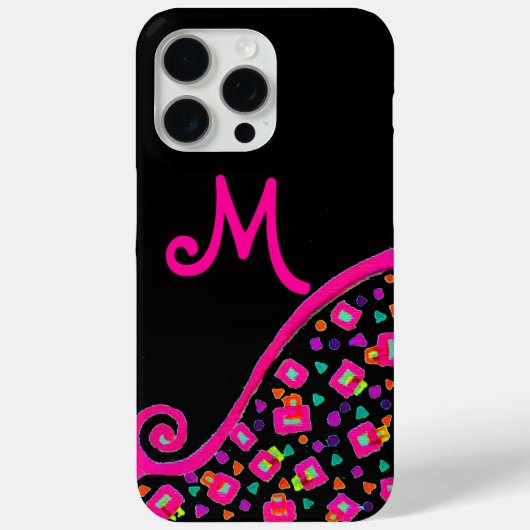 PINK FUCHSIA BLACK ABSTRACT DECO MONOGRAM Case-Mate iPhone CASE (Achterkant)