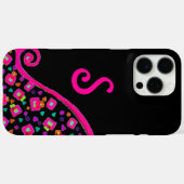 PINK FUCHSIA BLACK ABSTRACT DECO MONOGRAM Case-Mate iPhone CASE (Achterkant (horizontaal))