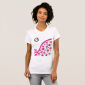 PINK FUCHSIA BLACK ABSTRACT DECO MONOGRAM T-SHIRT (Voorkant volledig)