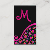 PINK FUCHSIA BLACK ABSTRACT DECO MONOGRAM VISITEKAARTJE (Achterkant)