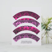 PINK FUCHSIA BLACK DAMASK CUPCAKE LINER CUTOUT (Staand voorkant)