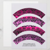 PINK FUCHSIA BLACK DAMASK CUPCAKE LINER CUTOUT (Voorkant / Achterkant)