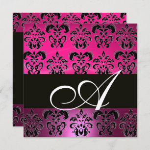 PINK, FUCHSIA BLACK, PAARSE DAMASKWITMONOGRAM KAART