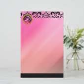 PINK FUCHSIA DAMASK AMETHYST GEM STONE MONOGRAM BRIEFPAPIER (Staand voorkant)