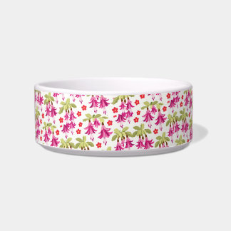 Pink Fuchsia Floral Pattern – Retro Botanical Voerbakje