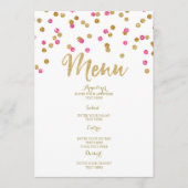 Pink Fuchsia Gold Confetti Wedding Menu (Voorkant)