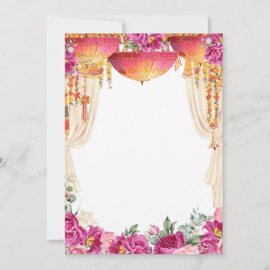 Pink Fuchsia India Bangle Choora Ceremonie Kaart (Achterkant)