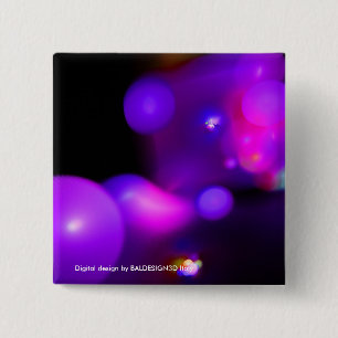 PINK FUCHSIA PAARSE ZWARTE FRACTABUBBELS VIERKANTE BUTTON 5,1 CM